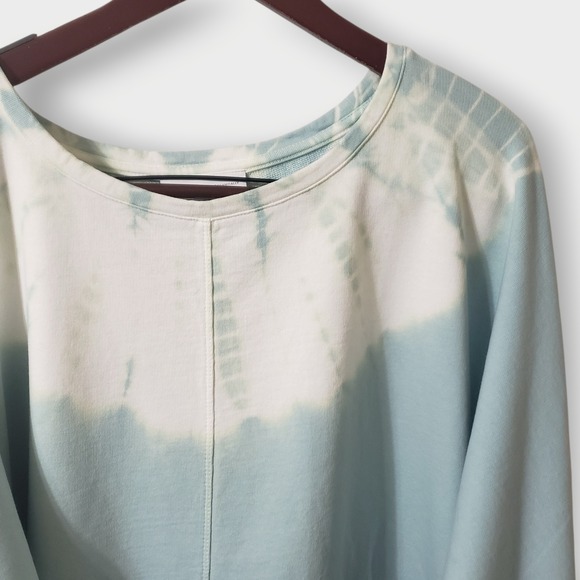 Pure Jill French Terry Organic Cotton Sweatshirt Teal Green Tie Dye XL Tall - Picture 2 of 10